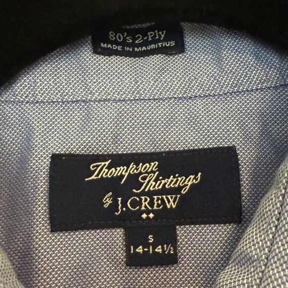 Thompson Shirtings by J Crew Blue Button Up Shirt Size S 14-14.5 - Picture 2 of 6